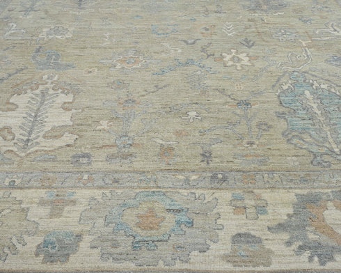 10x14 Gray Oushak Turkish Hand Knotted Soft Wool Area Rug
